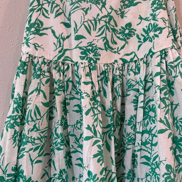 Elegant Green Floral A-Line Skirt - Picture 3 of 6